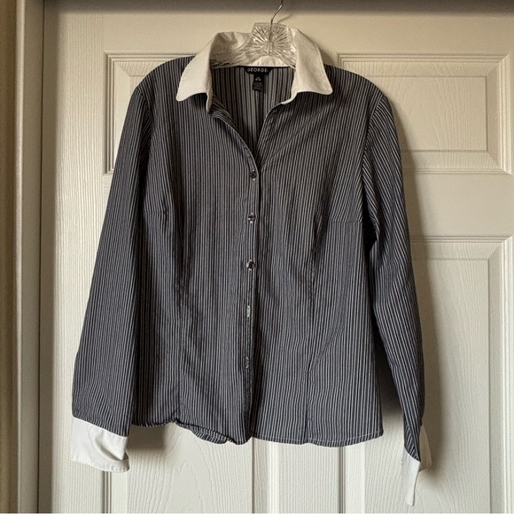 George Tops - George Black and White Striped Shirt